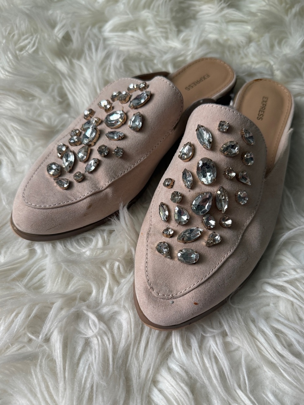 Express Bejeweled Pink Mule Loafers Size 8 - Picture 5 of 7
